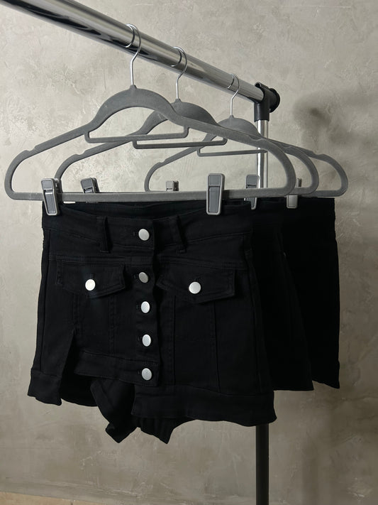 Black Button Skort