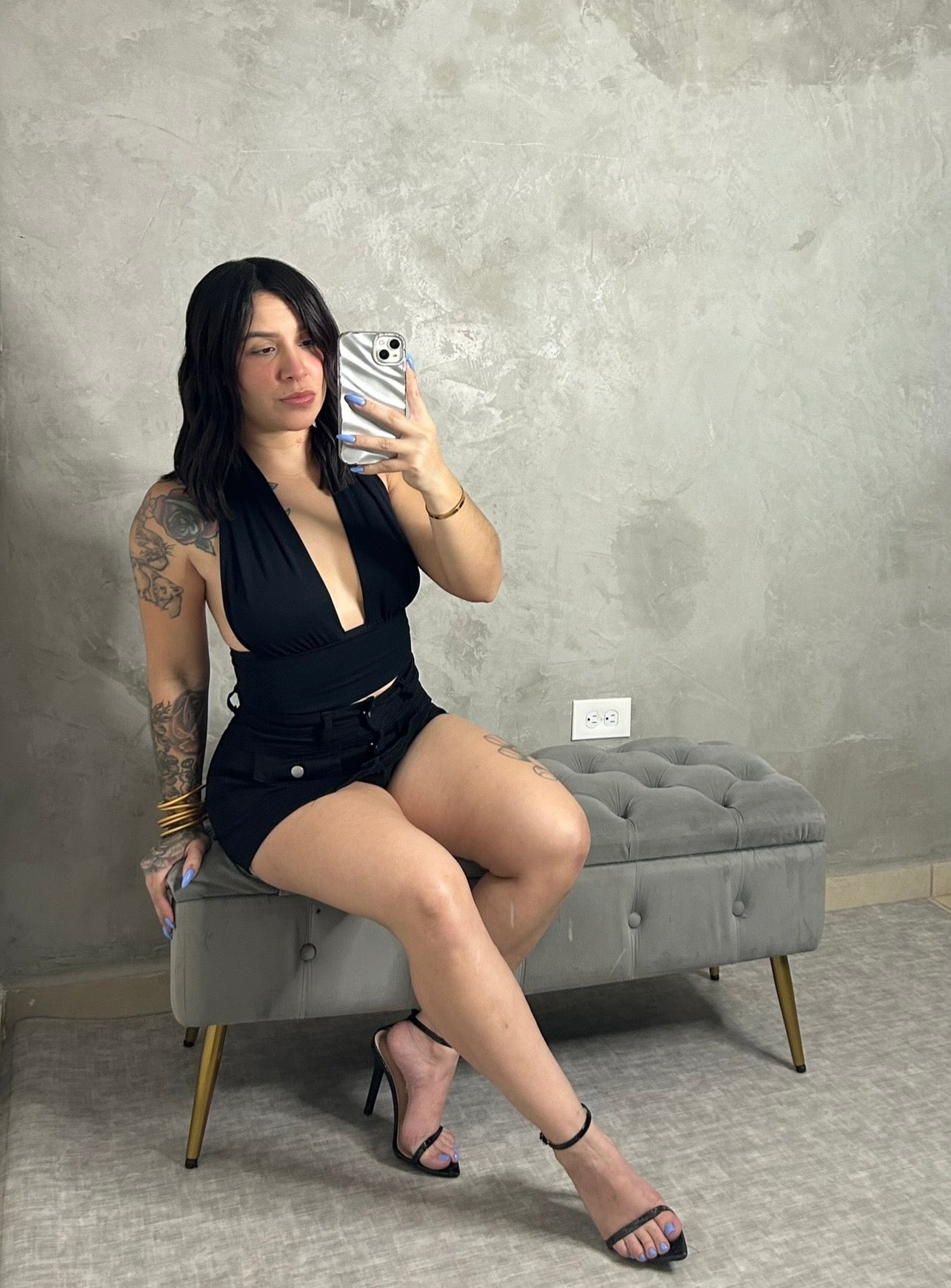 Black Button Skort
